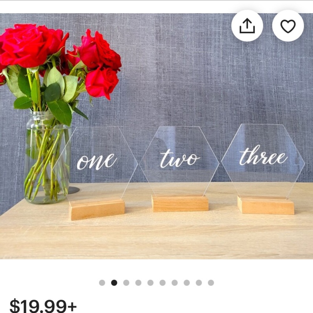Etsy table numbers for wedding